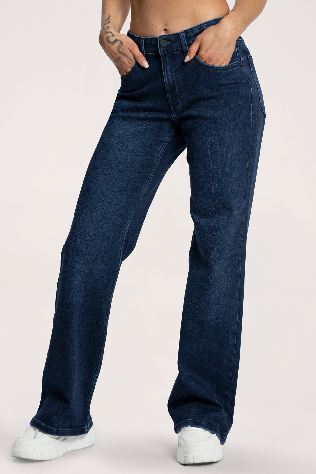 Wide traperice s niskim strukom navy blue