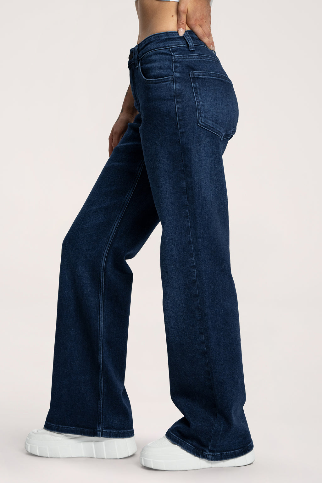 Wide traperice s niskim strukom navy blue