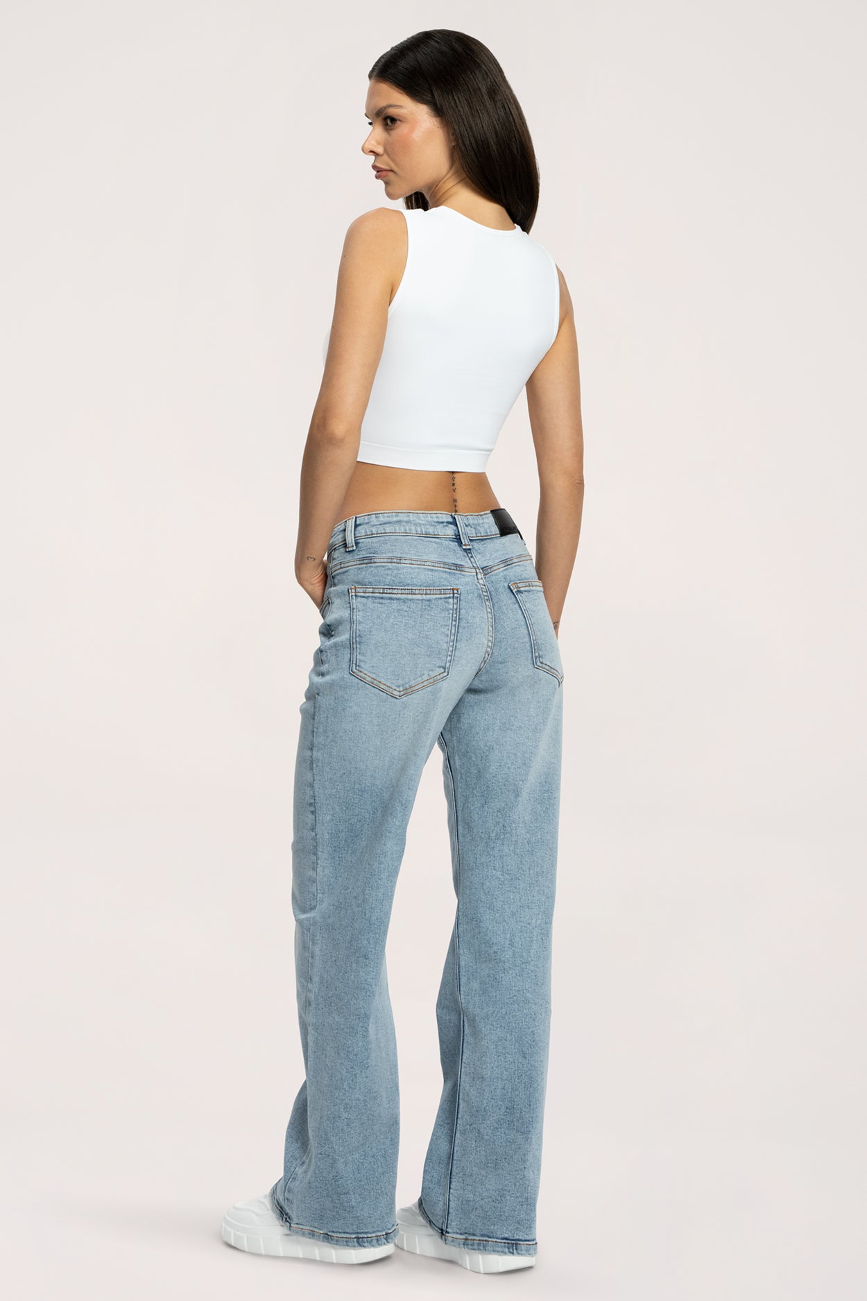 Wide traperice niskog struka light blue long