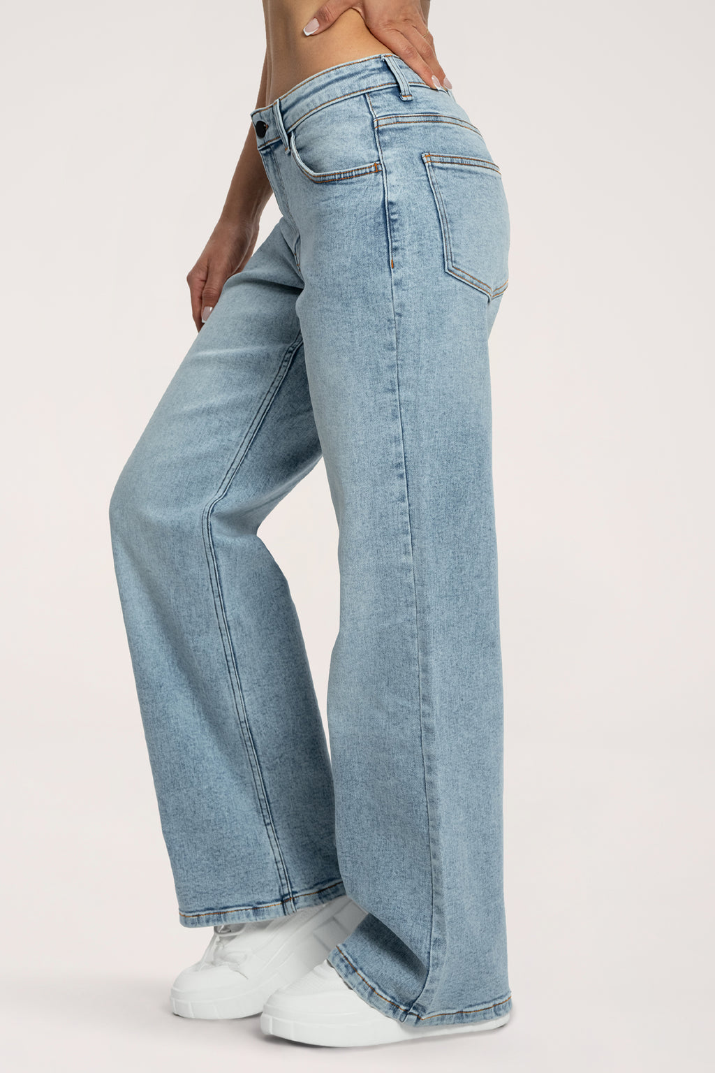 Wide traperice niskog struka light blue long