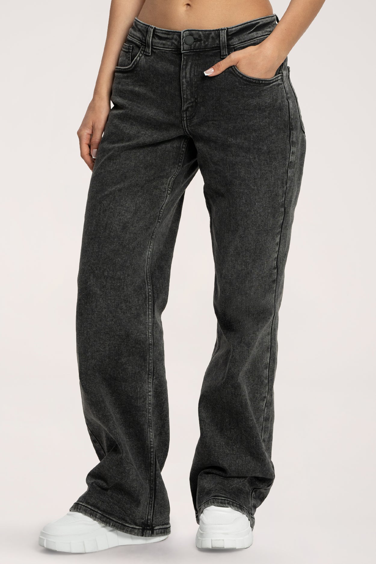 Wide traperice niskog struka grey long
