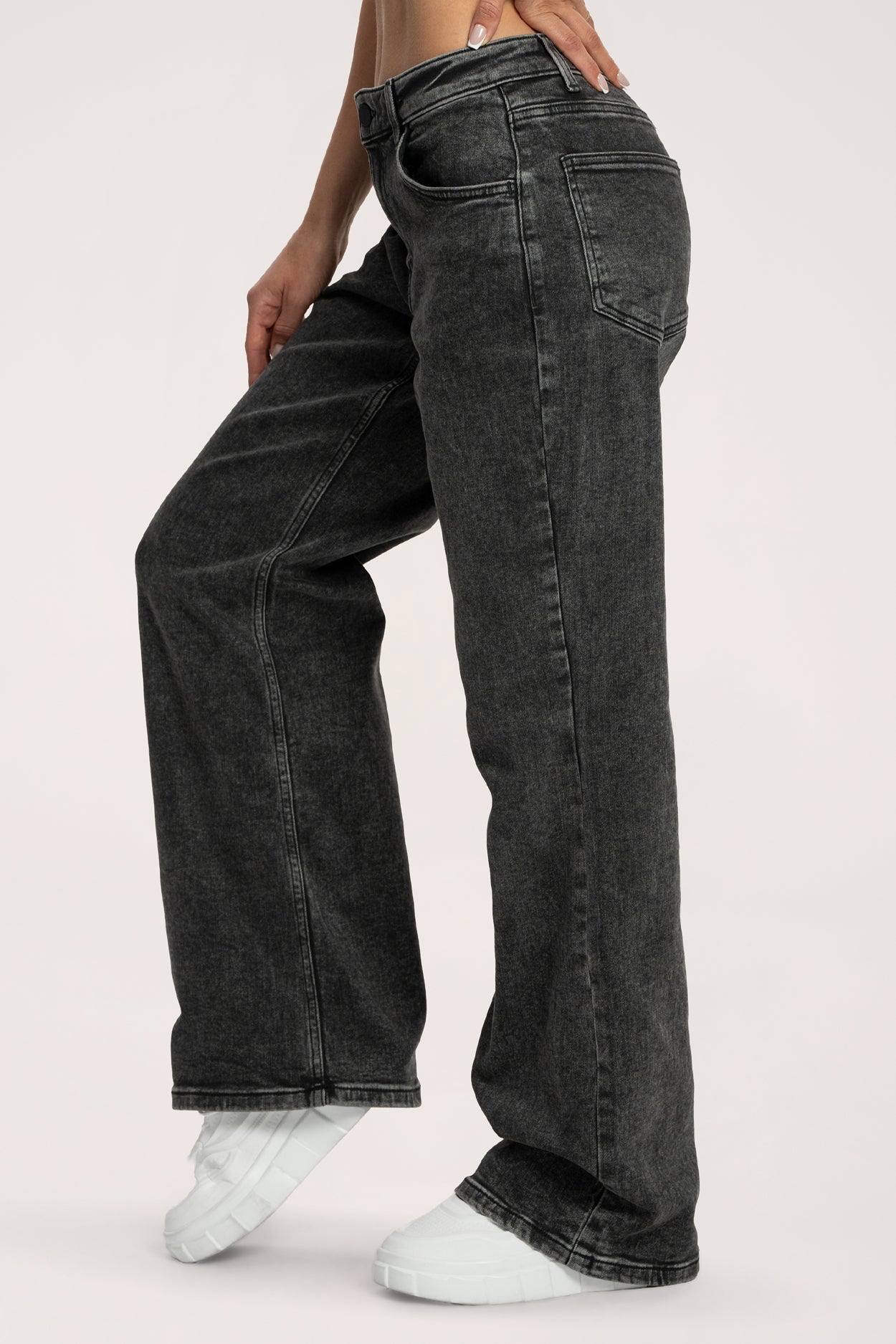 Wide traperice niskog struka grey long
