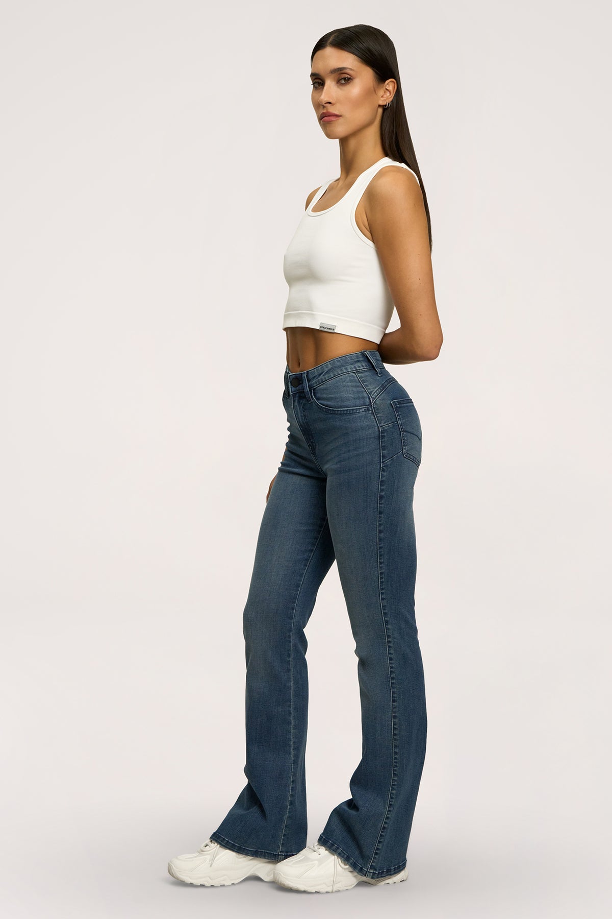 Zvonolike traperice perfect slim navy blue