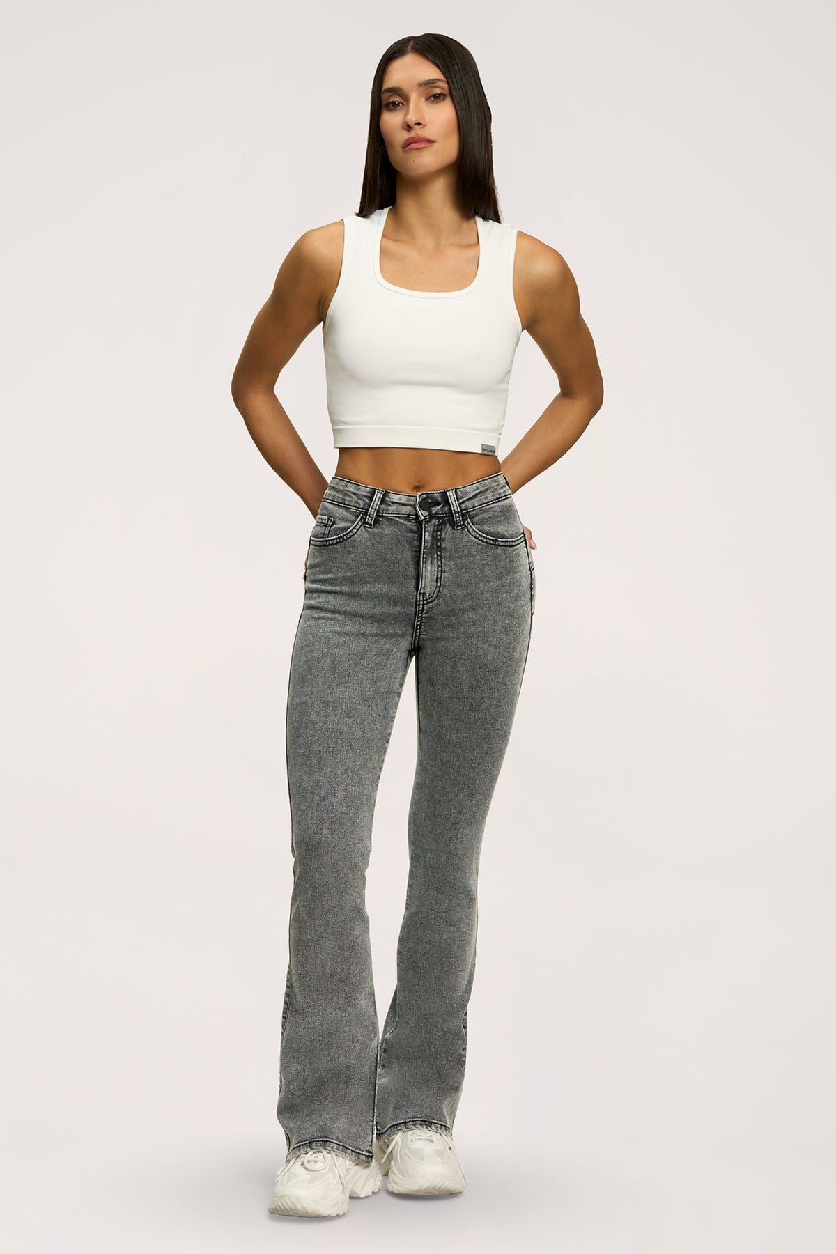 Zvonolike traperice perfect slim light grey
