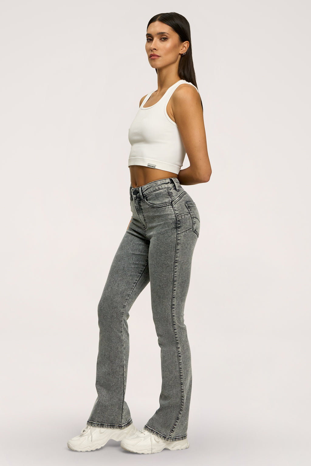 Zvonolike traperice perfect slim light grey