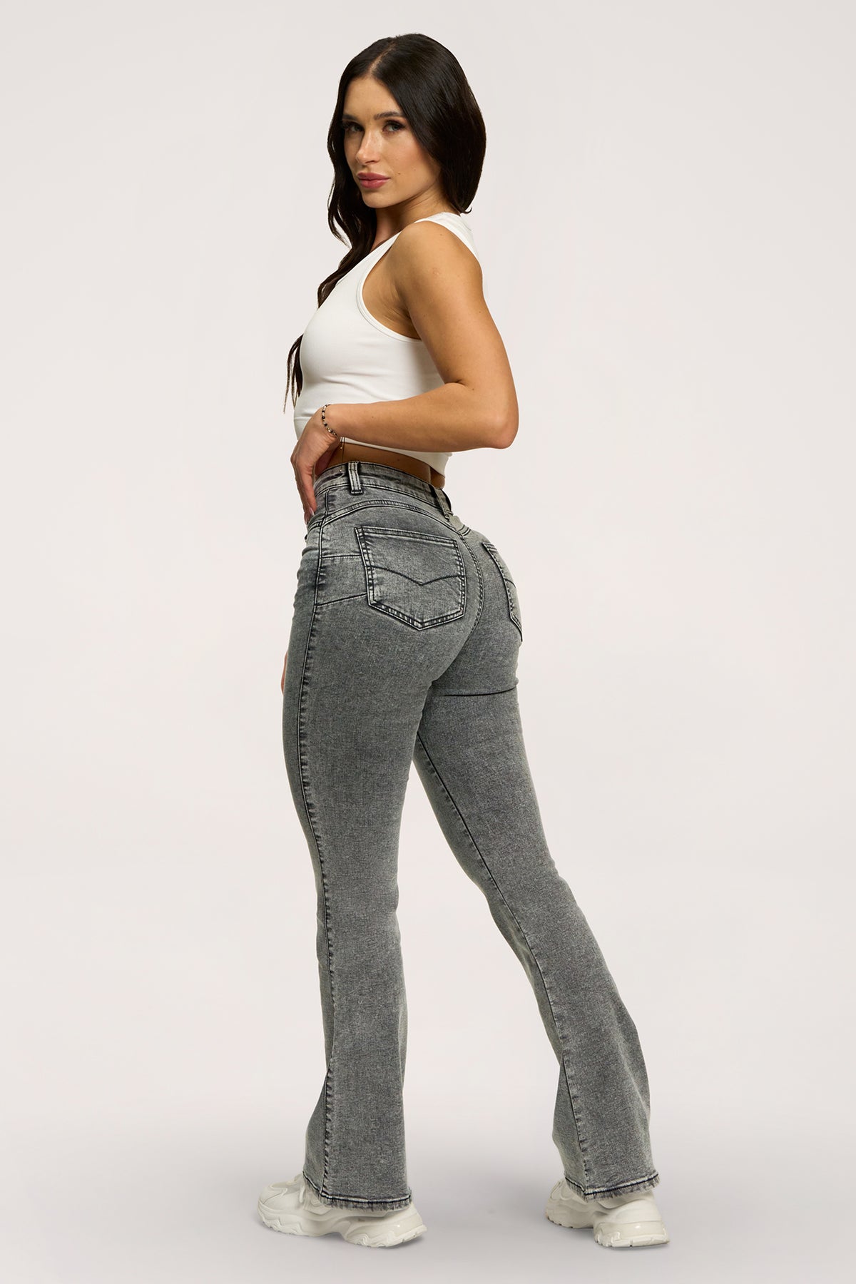 Zvonolike traperice perfect slim light grey