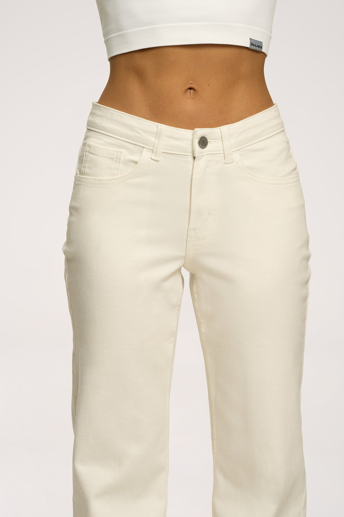 Wide traperice s niskim strukom off white