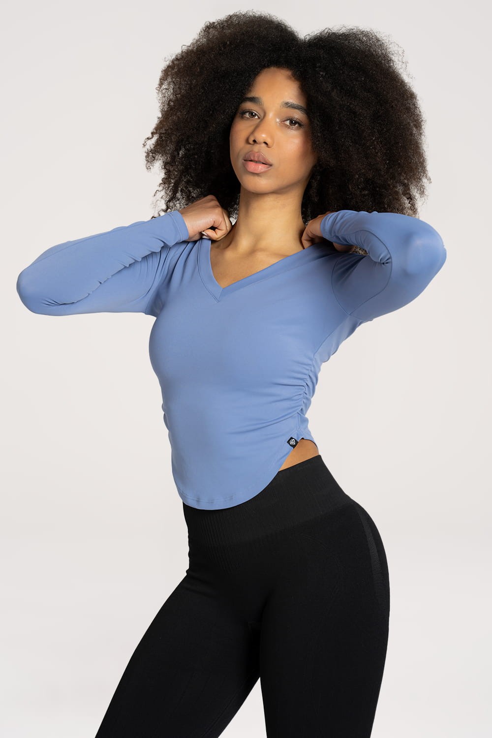 Majica s izrezom, dugih rukava, blue