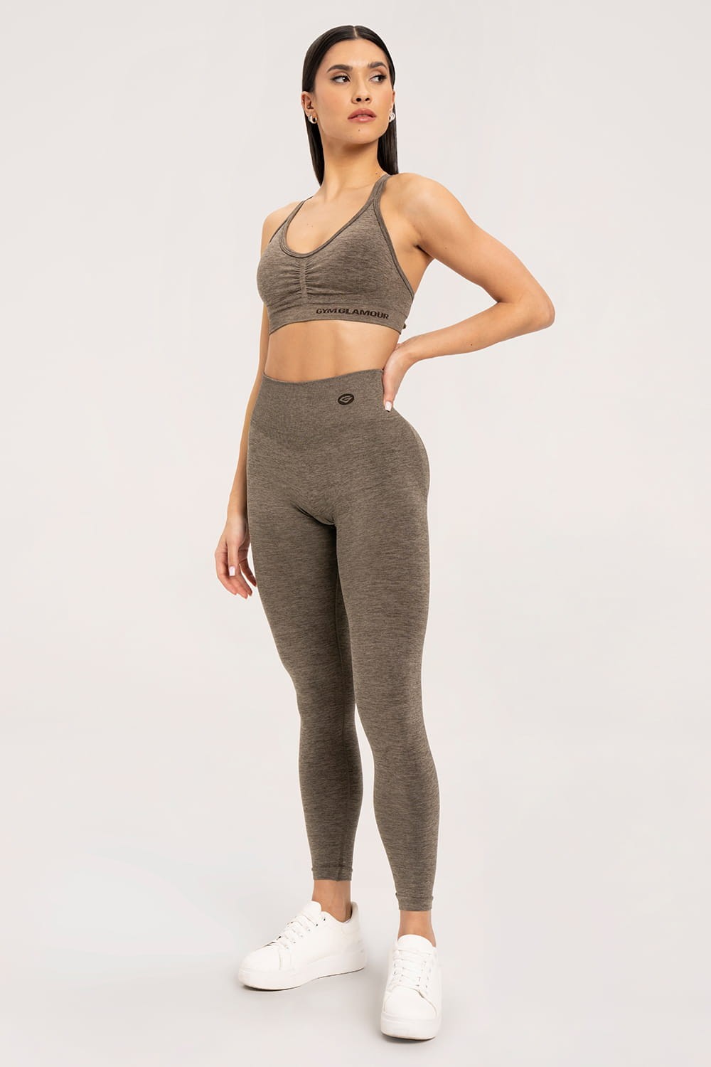Seamless push up tajice espresso