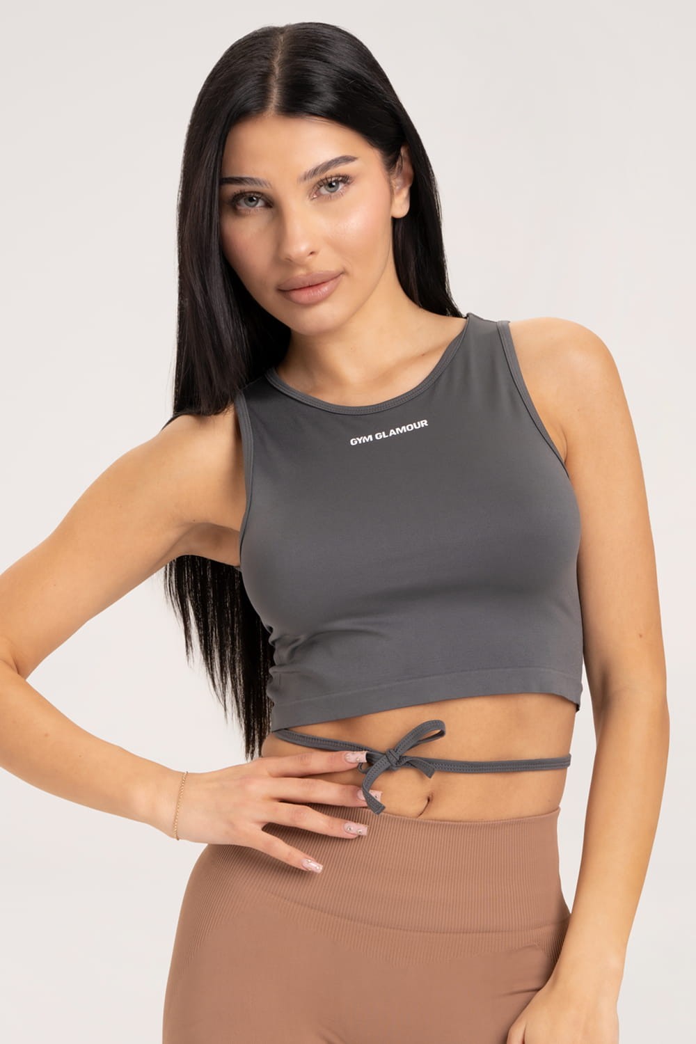 Top na vezanje silver grey