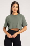 Majica boxy dusty green