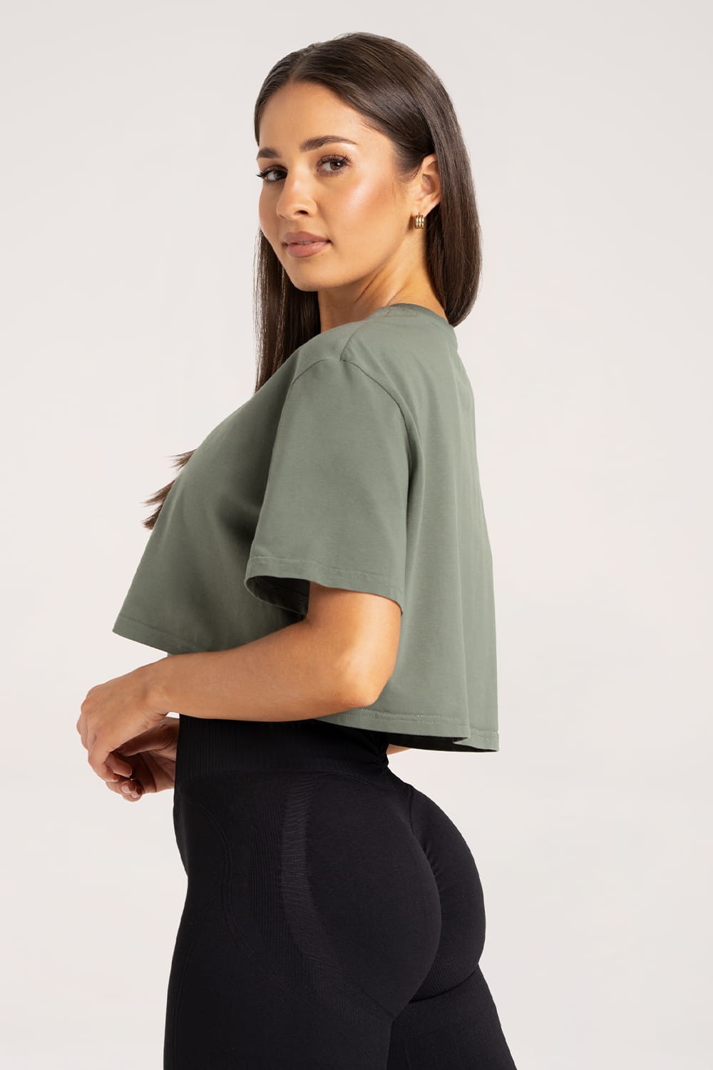 Majica boxy dusty green