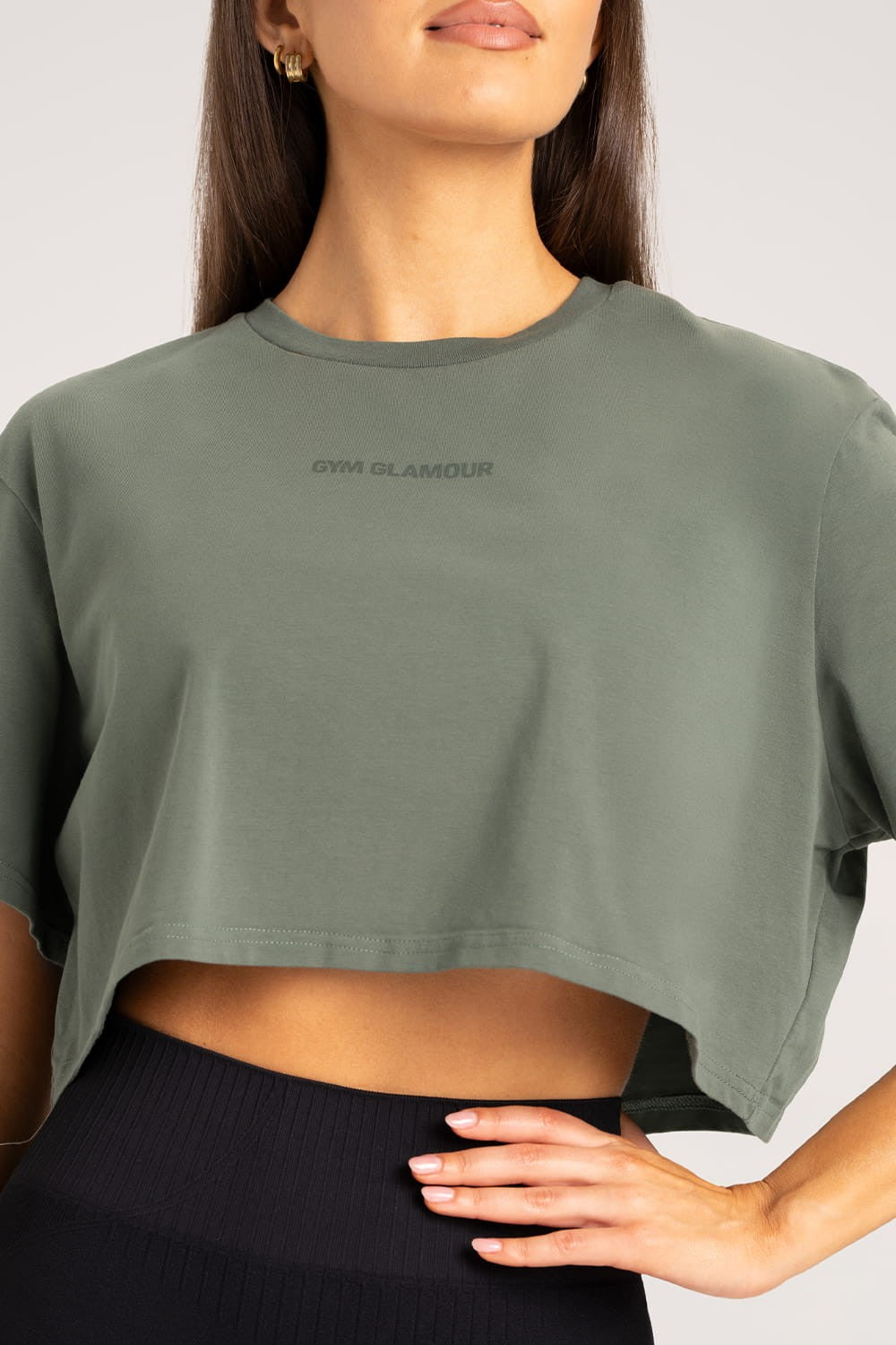 Majica boxy dusty green