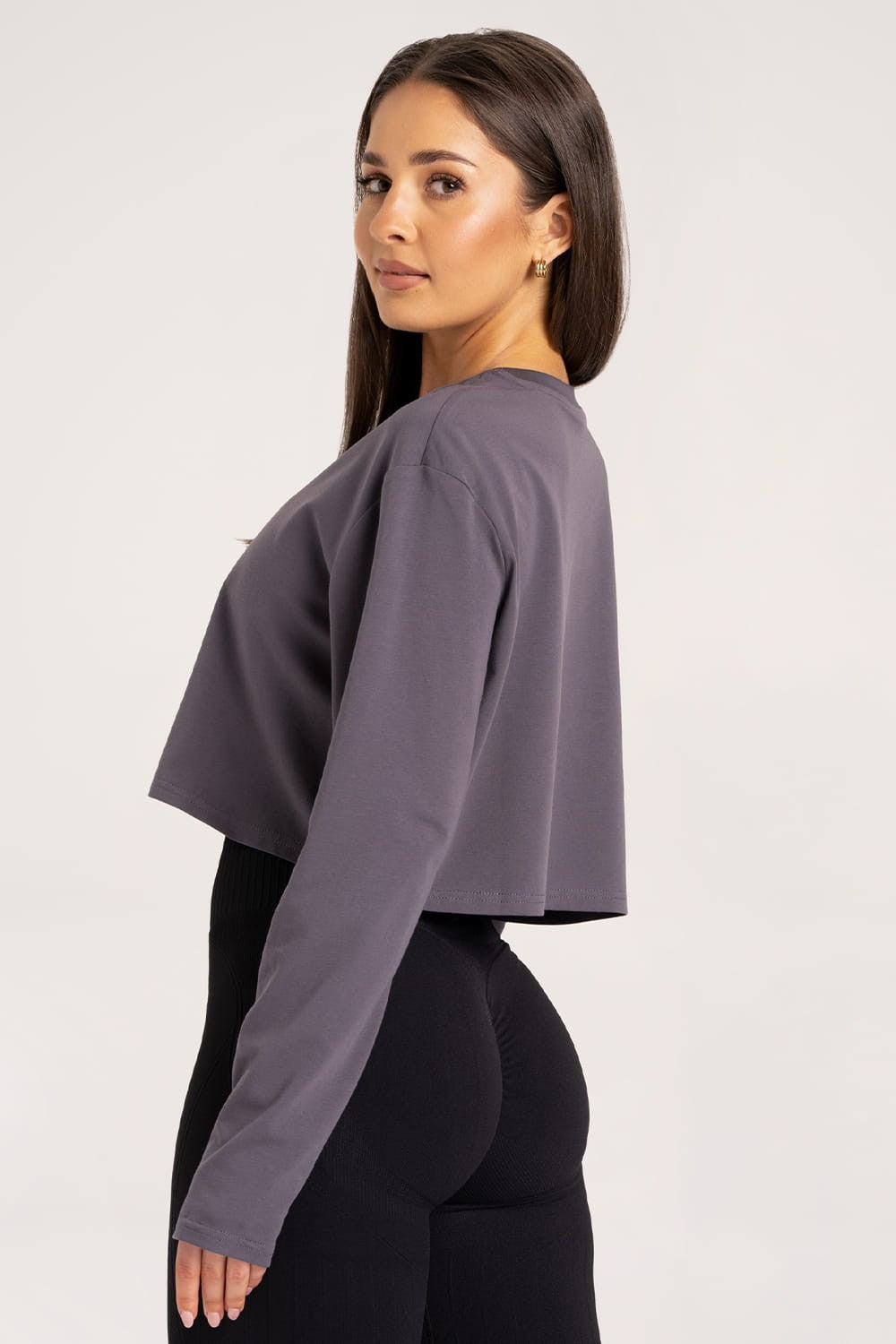 Longsleeve boxy dark silver