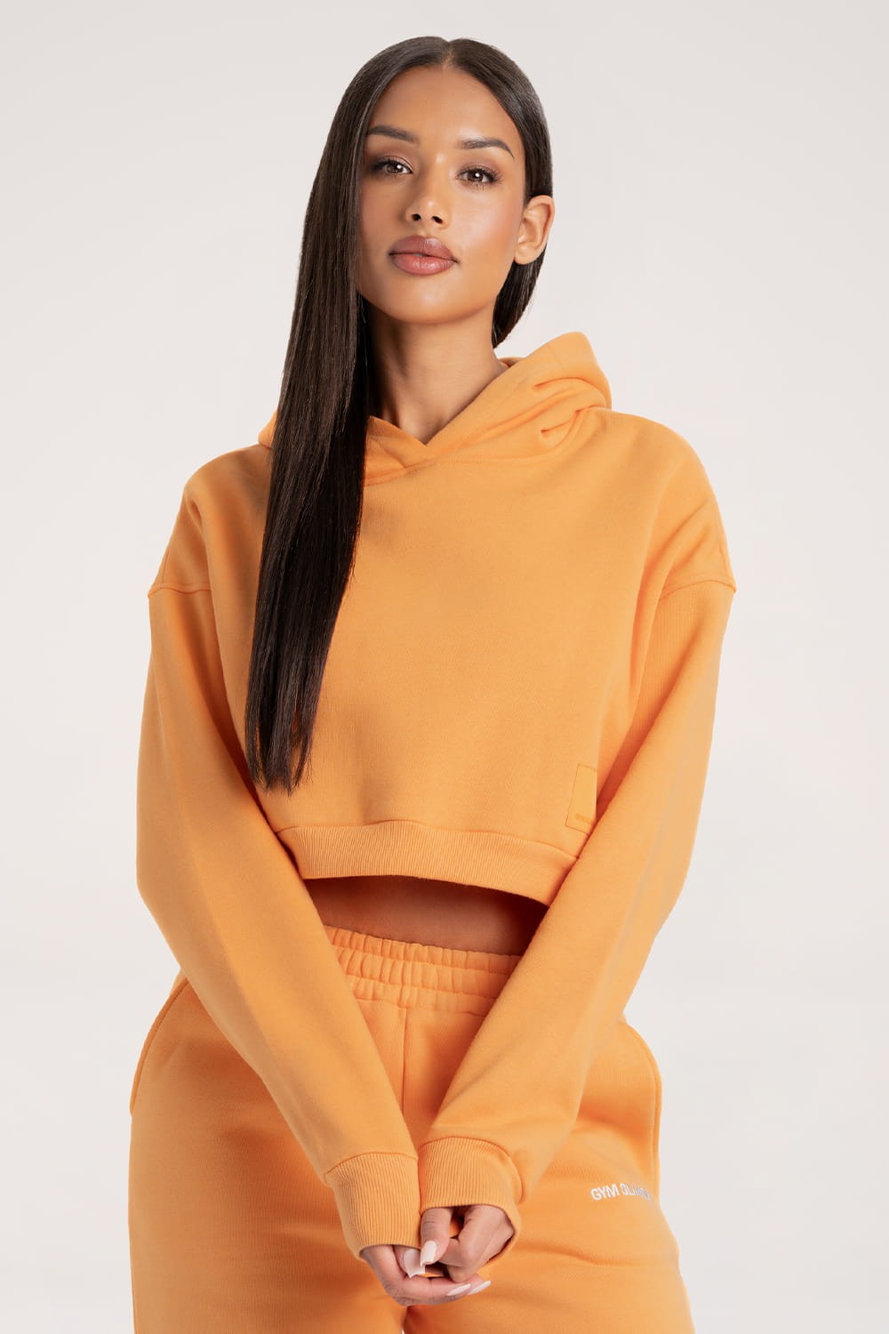 Crop majica s kapuljačom Tangerine