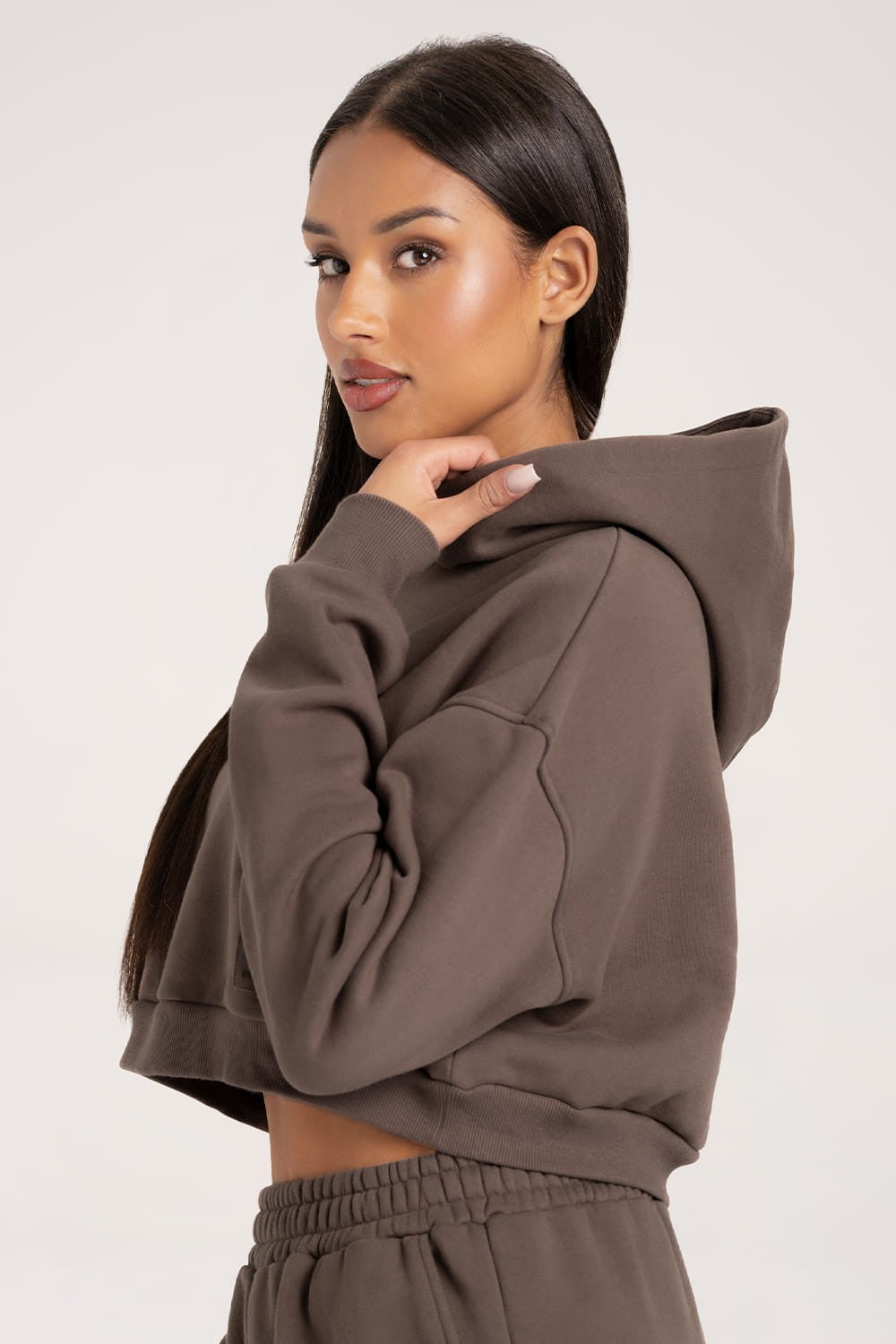 Crop hoodie chocolate