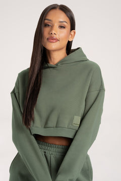 Hoodie Crop Green Smoke