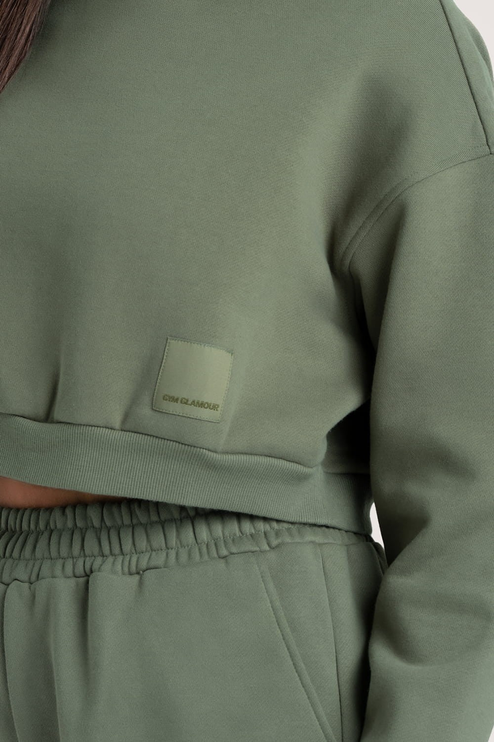 Hoodie Crop Green Smoke