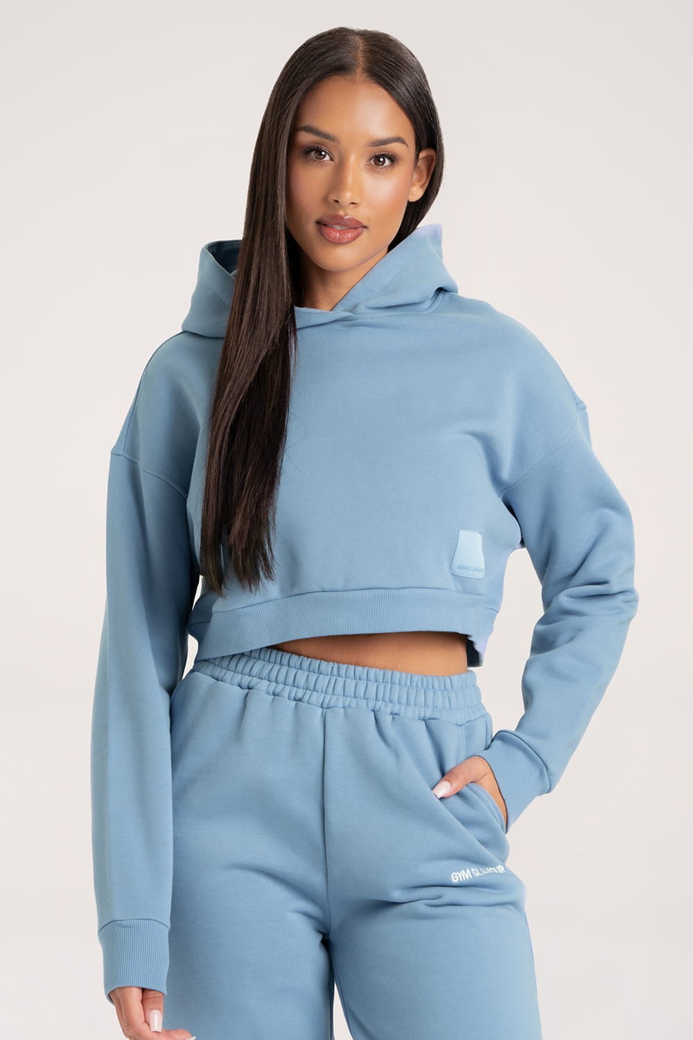 Hoodie Crop Sky Blue