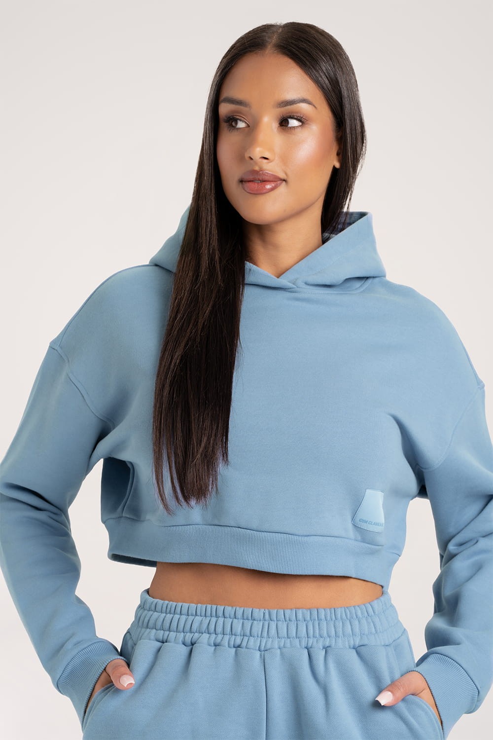 Hoodie Crop Sky Blue