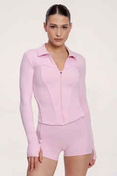 Zip majica pilates era pink
