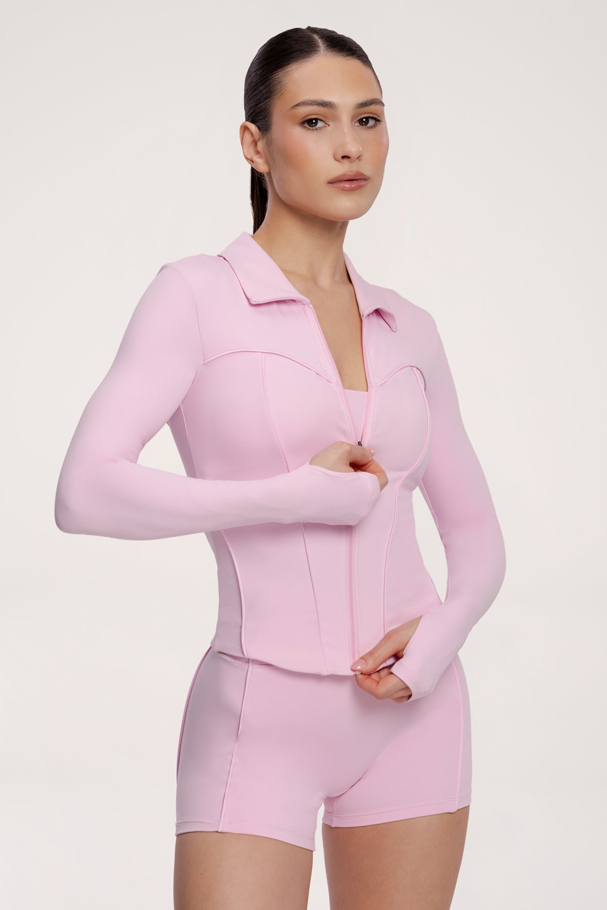 Zip majica pilates era pink