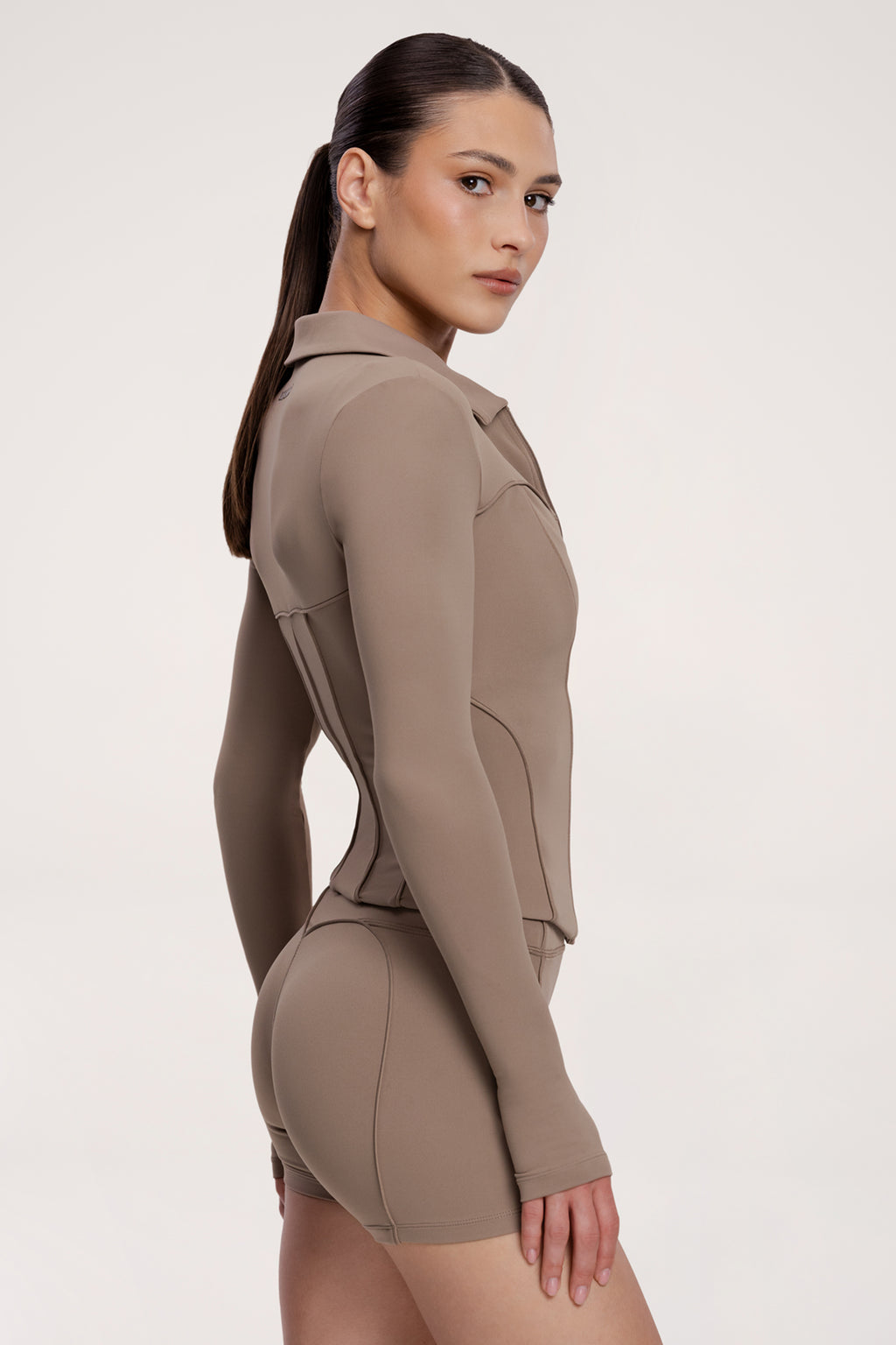 Zip majica pilates era warm beige