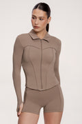 Zip majica pilates era warm beige