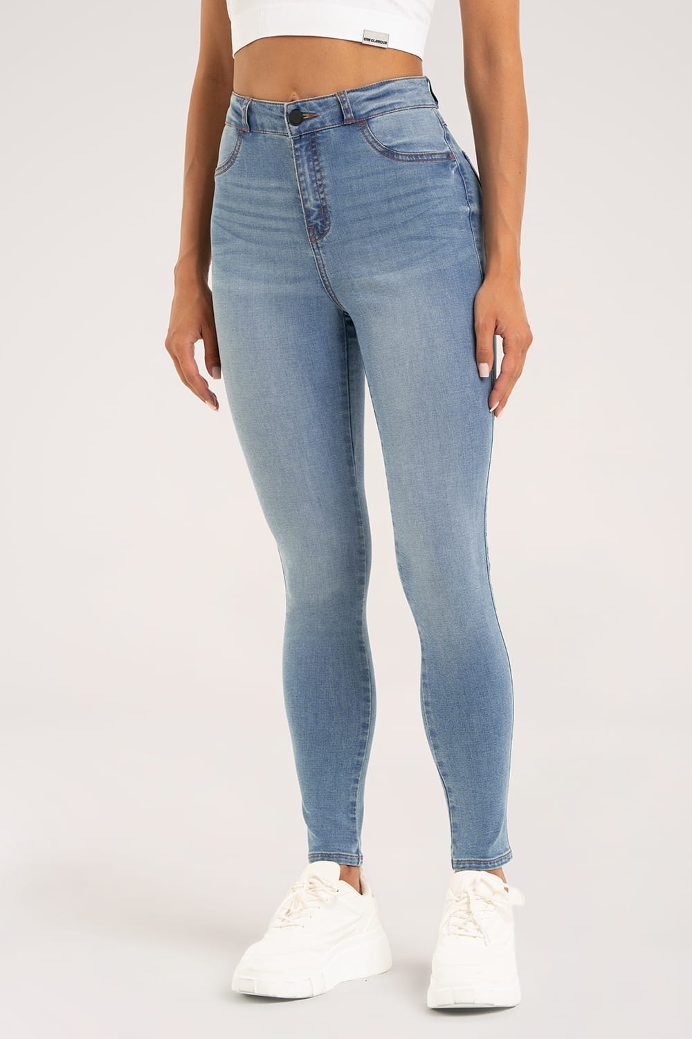 Skinny traperice light blue
