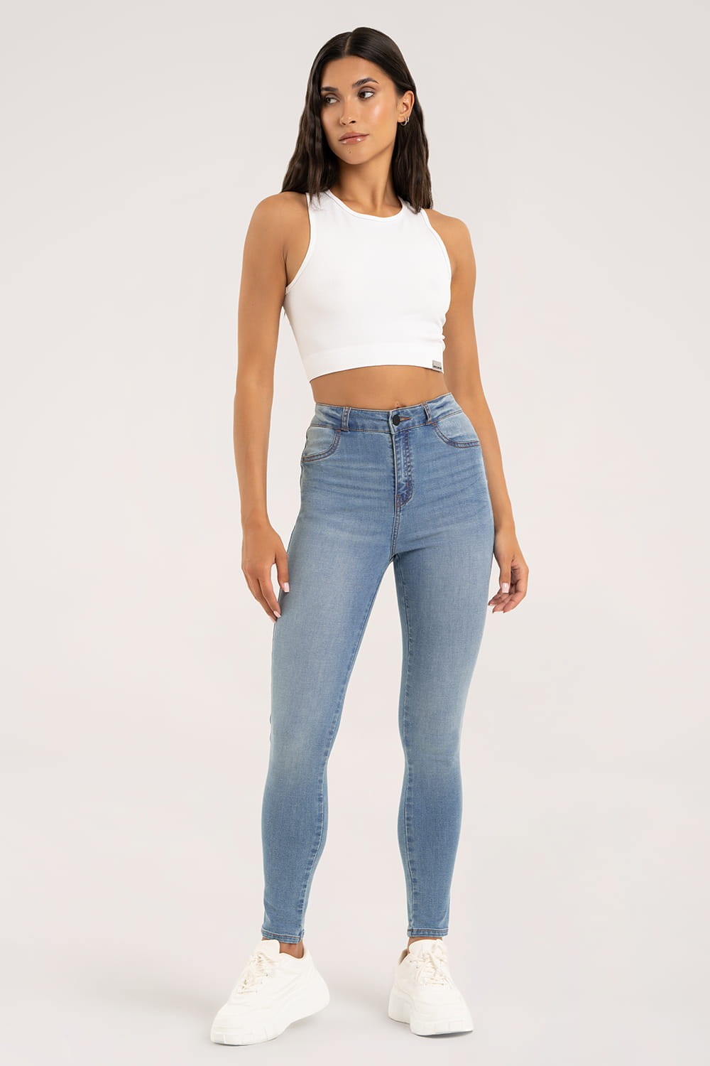 Skinny traperice light blue