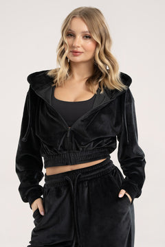 Majica na zip velour black