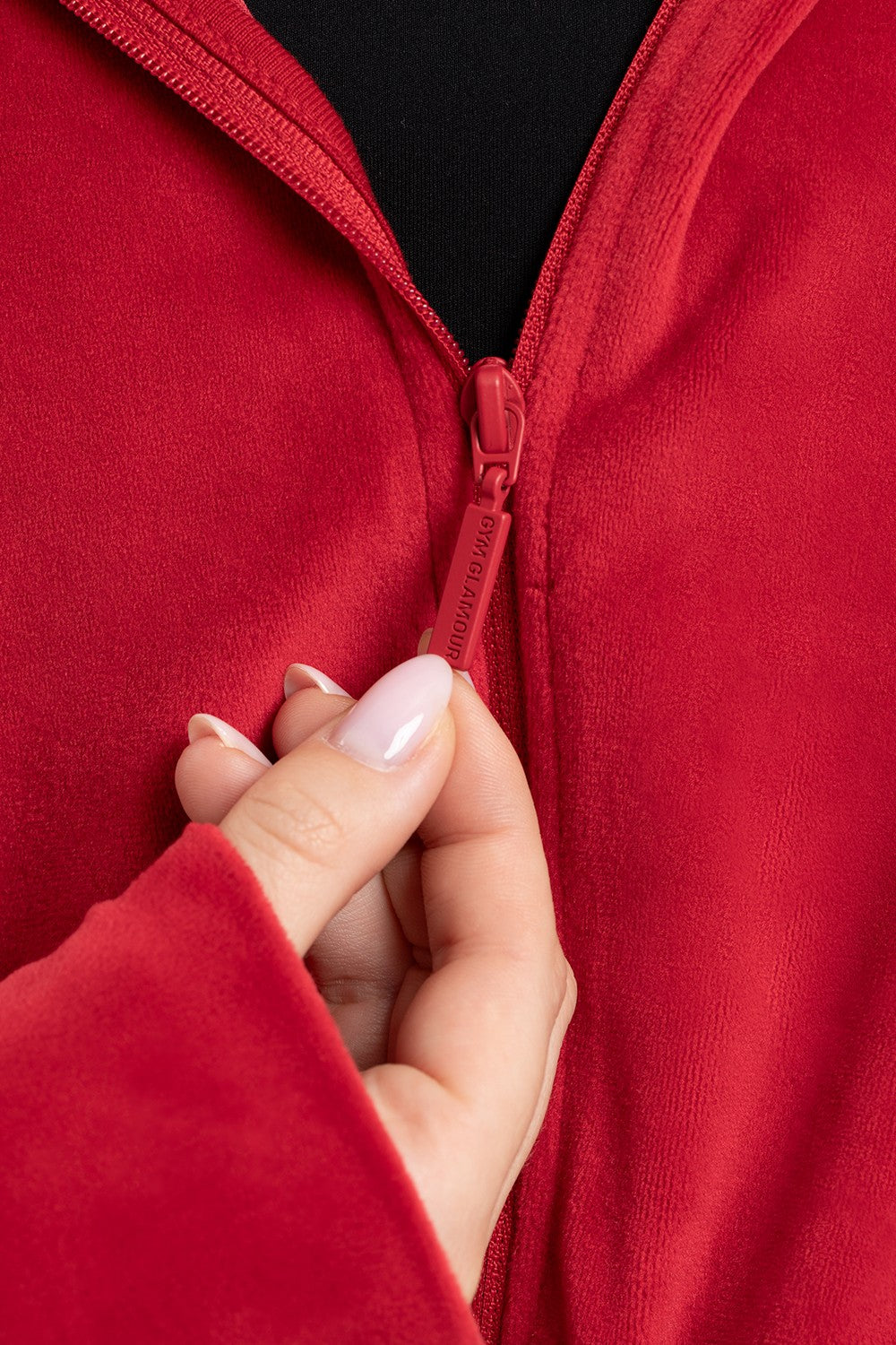Trenirka na zip velour red