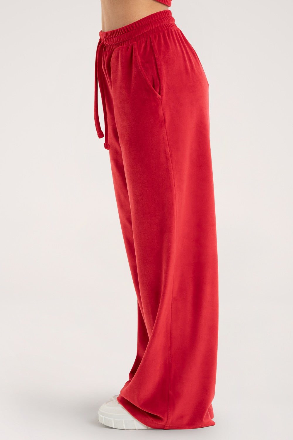 Hlače trenirke velour red