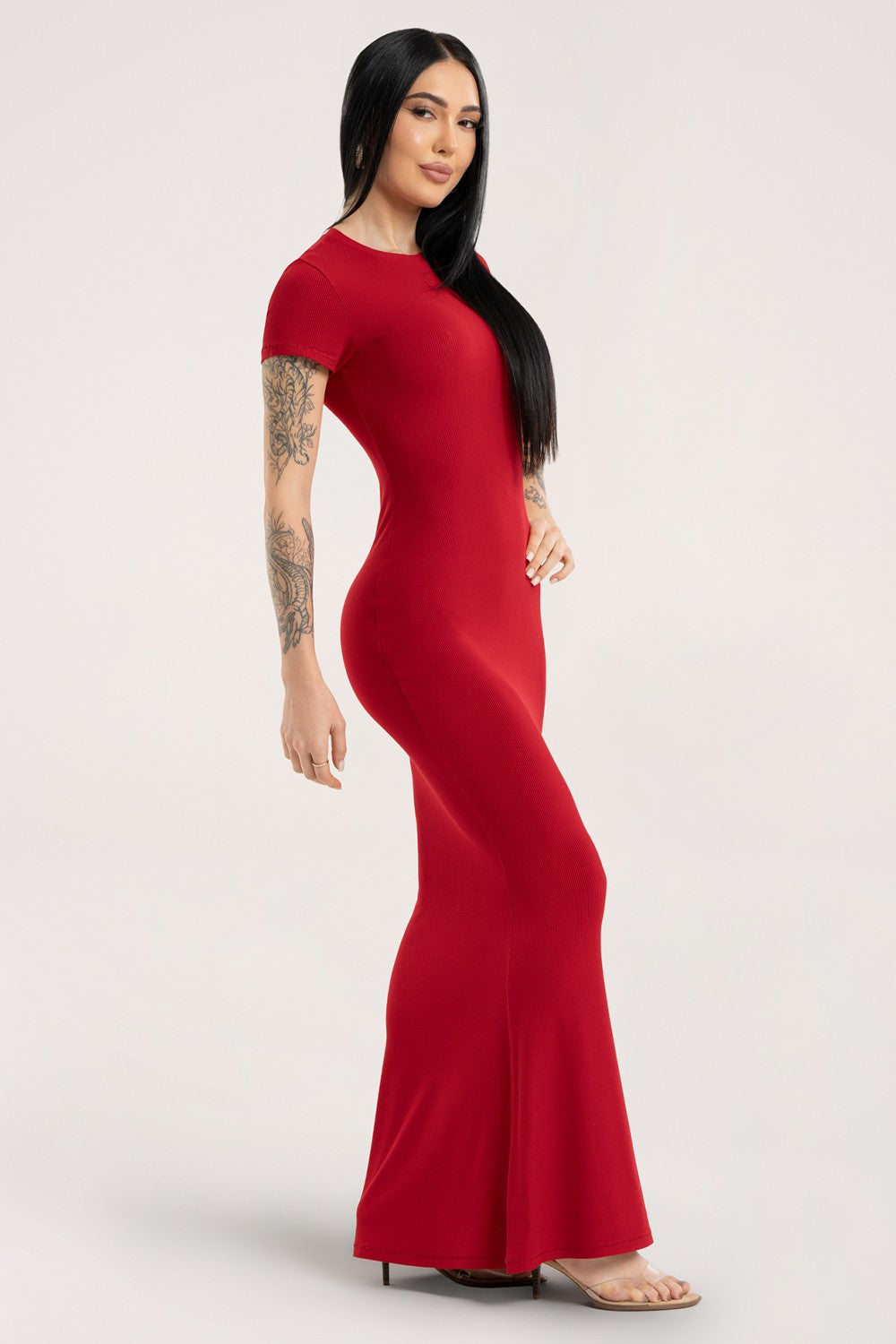 Flexi maxi haljina s kratkim rukavima red