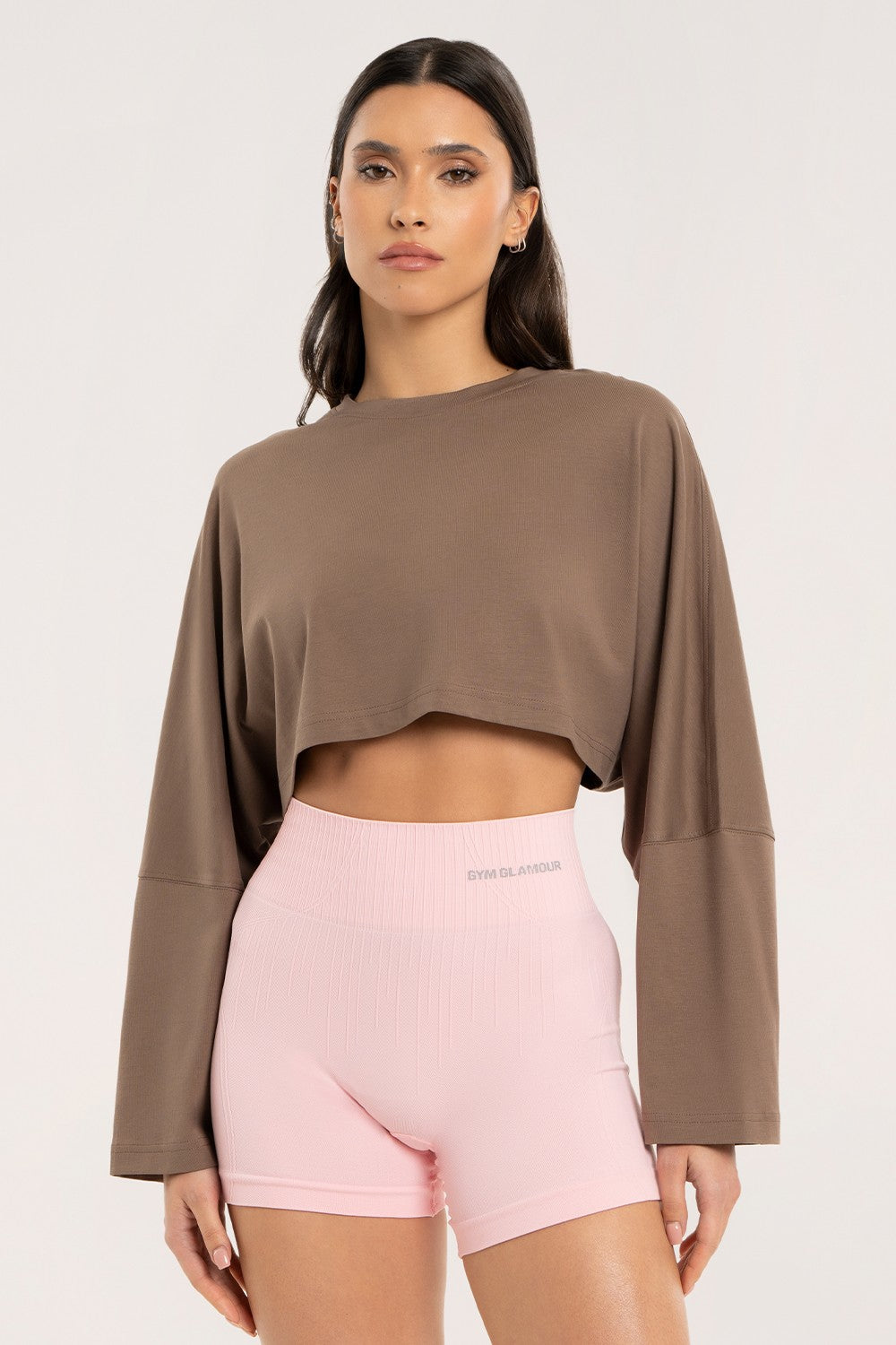 Longsleeve crop milk chocolate