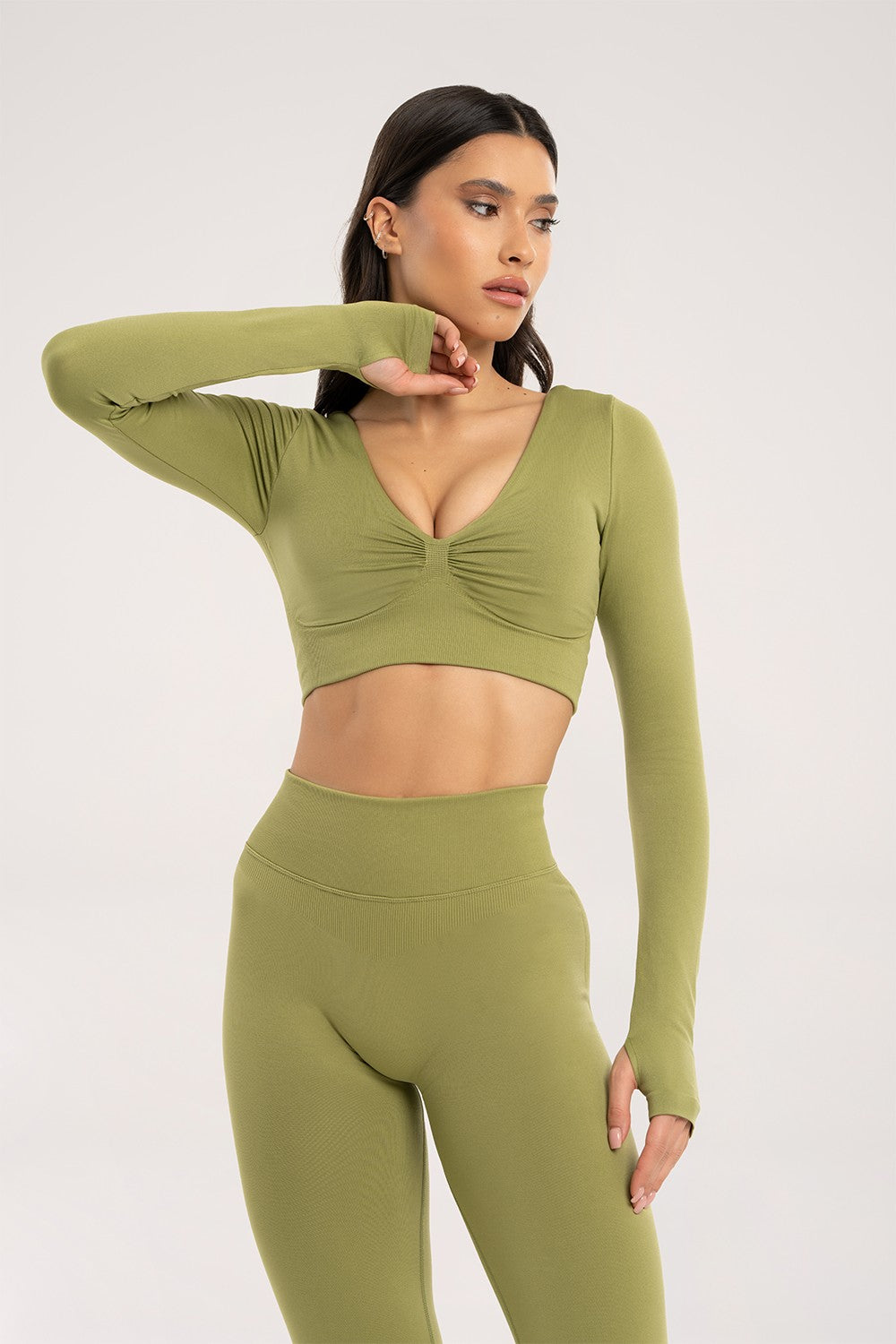 Longsleeve s otvorenim leđima matcha