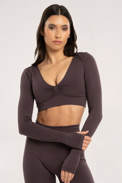 Longsleeve s otvorenim leđima cacao