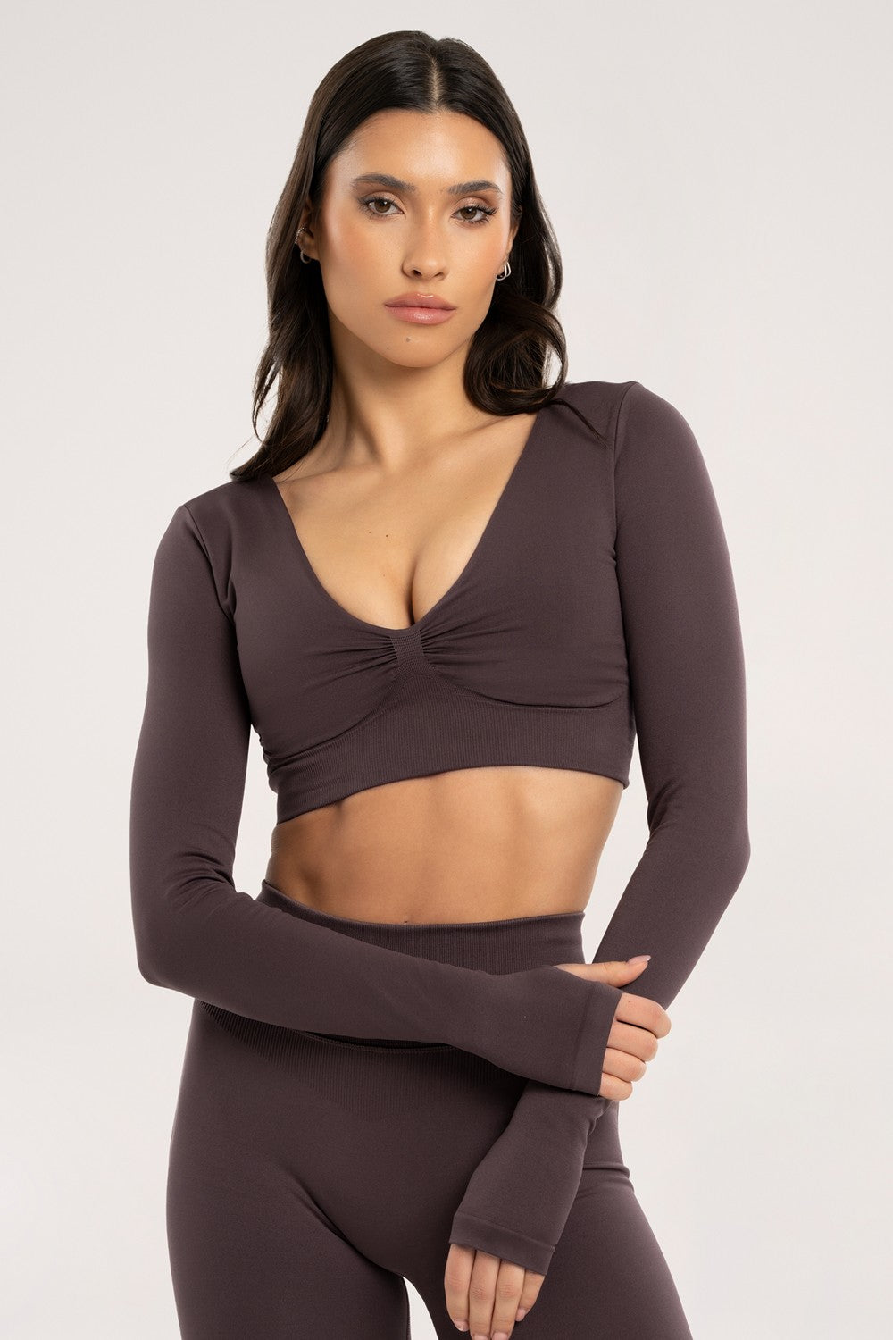 Longsleeve s otvorenim leđima cacao