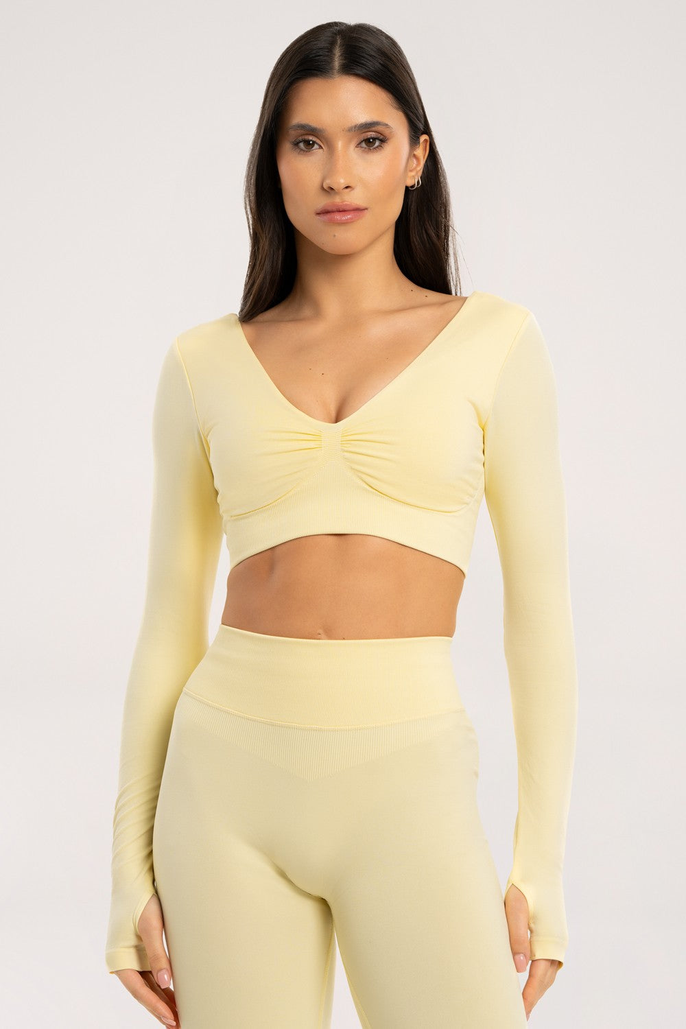 Longsleeve s otkrivenim leđima butter yellow