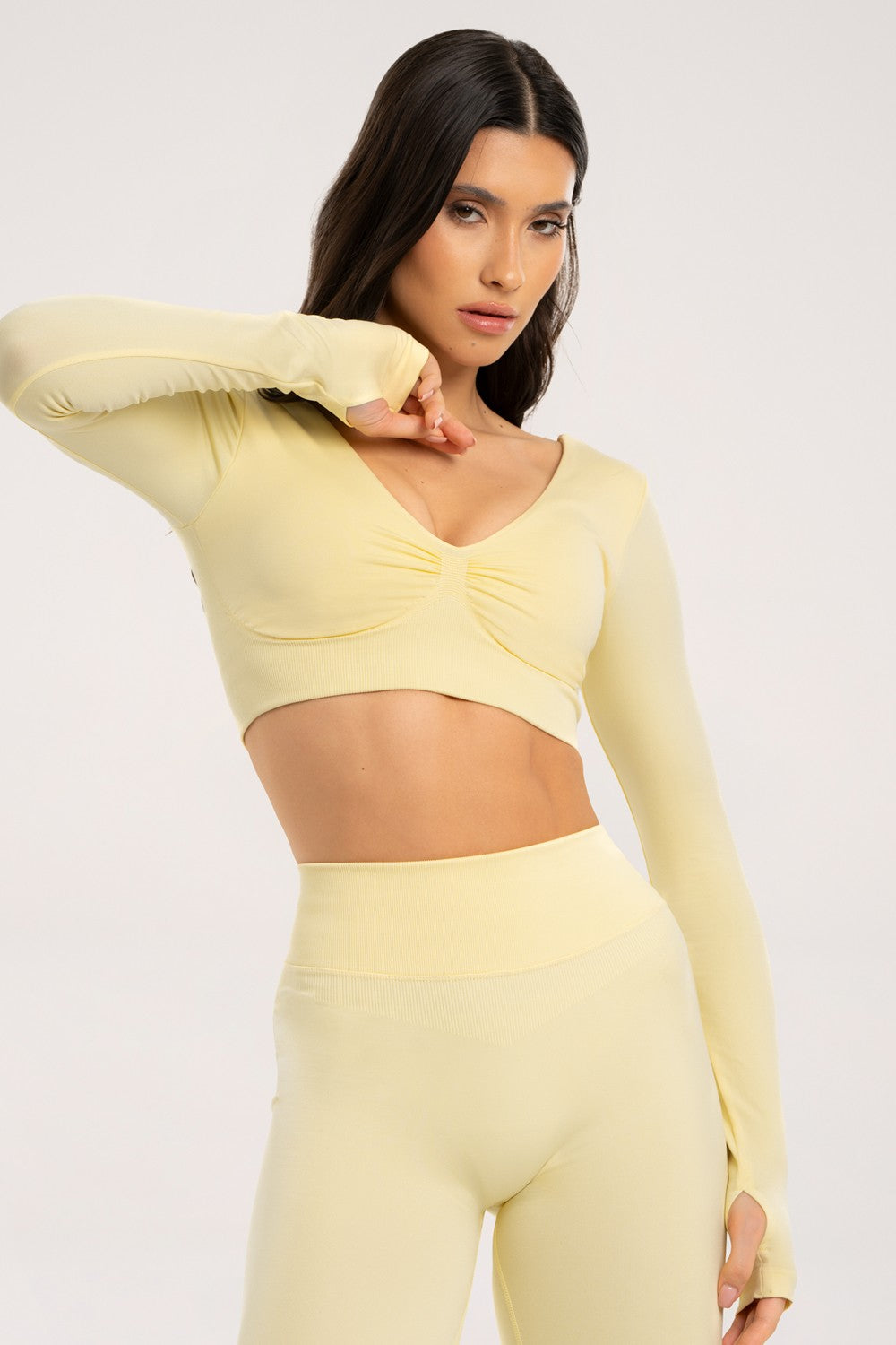 Longsleeve s otvorenim leđima butter yellow