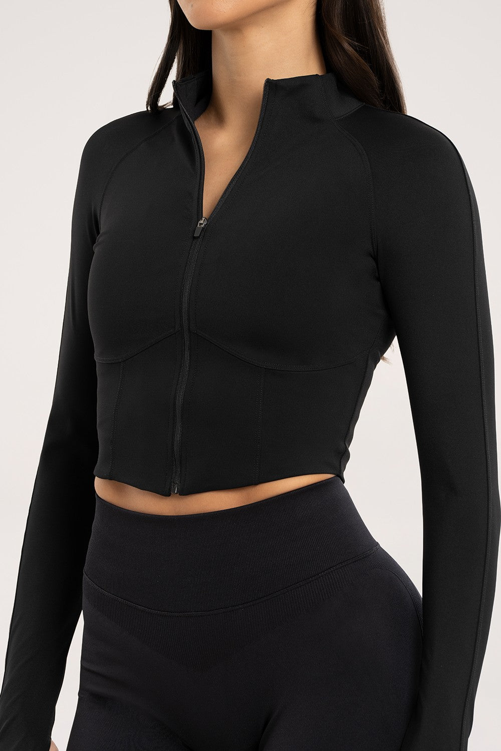 Majica na zip "korzet" black