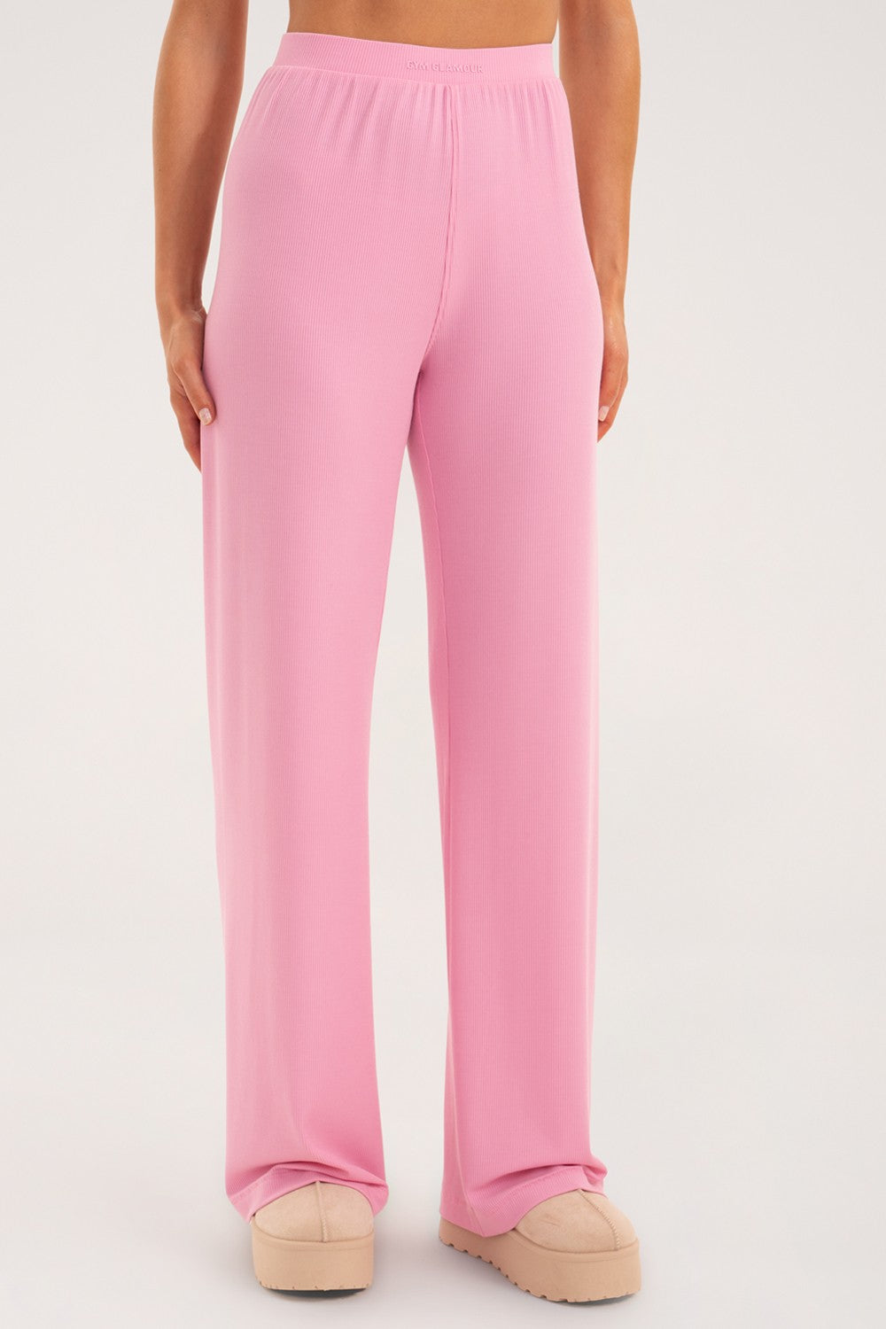 Široke casual hlače light pink