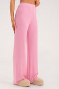 Široke casual hlače light pink
