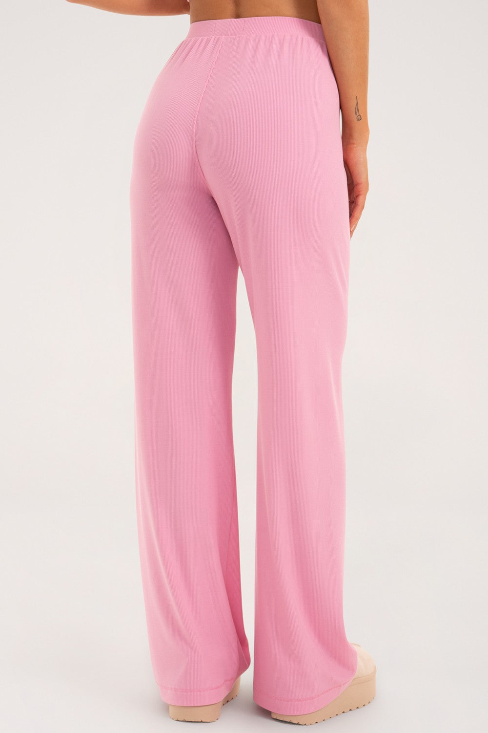 Široke casual hlače light pink