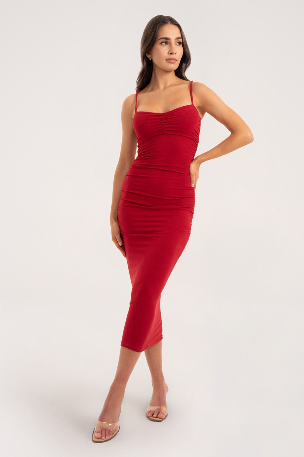 Haljina Flexi midi booty lift red