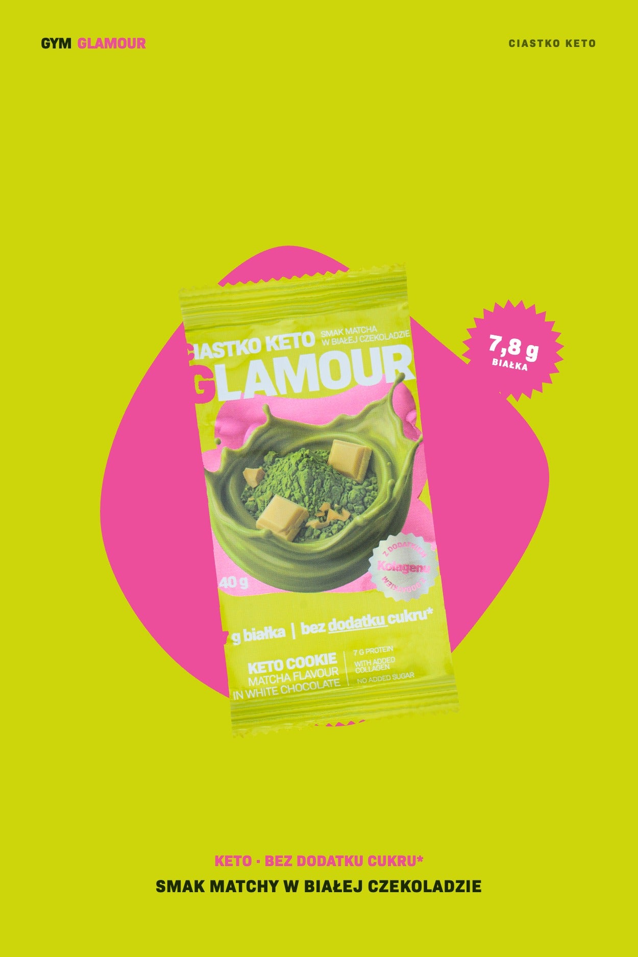 Keto kolačić GLAMOUR – Matcha u bijeloj čokoladi