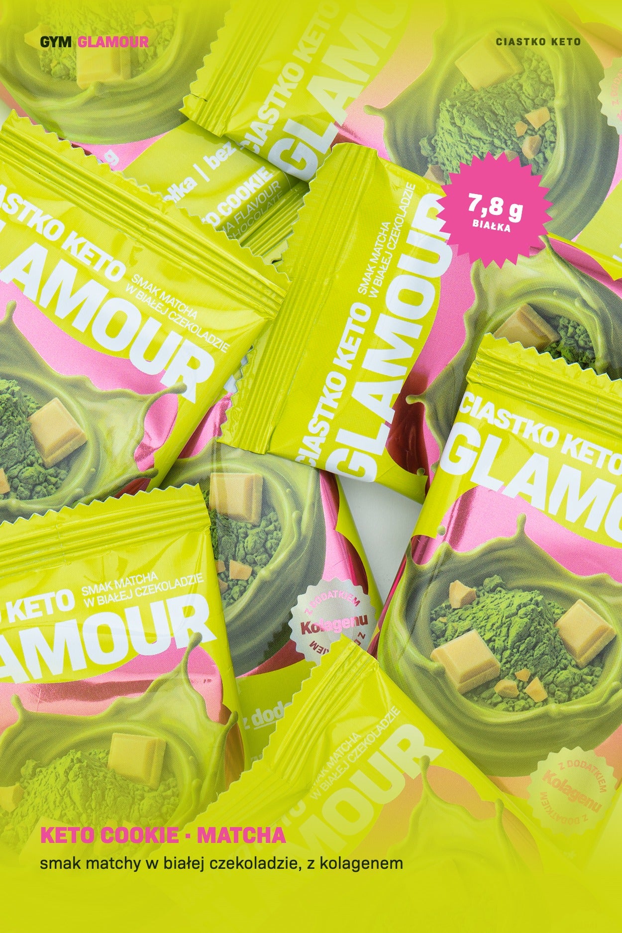 Keto kolačić GLAMOUR – Matcha u bijeloj čokoladi