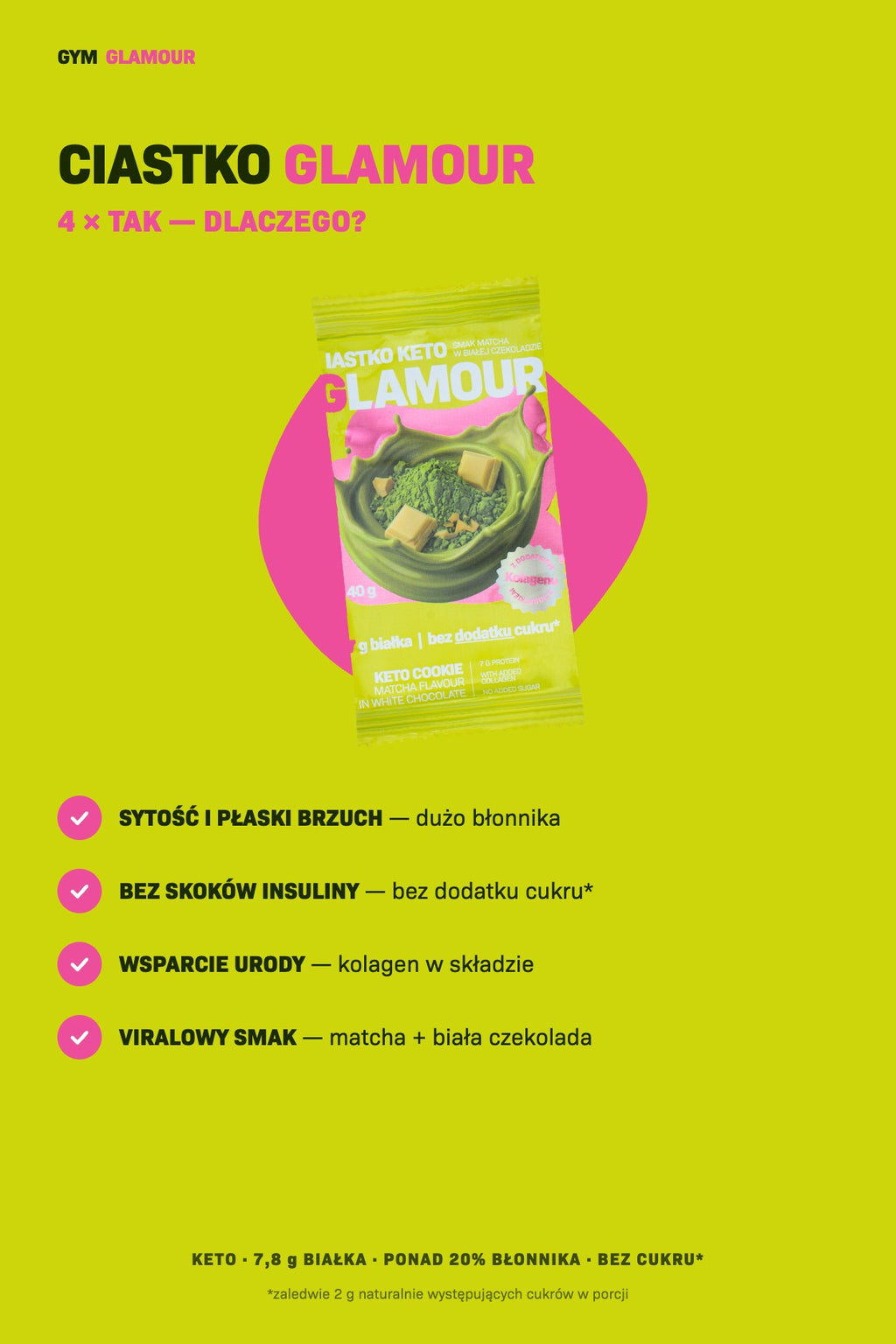 Keto kolačić GLAMOUR – Matcha u bijeloj čokoladi