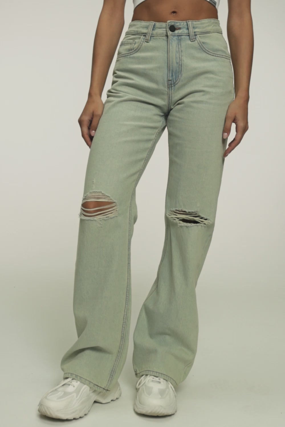 Traperice wide relaxed light green