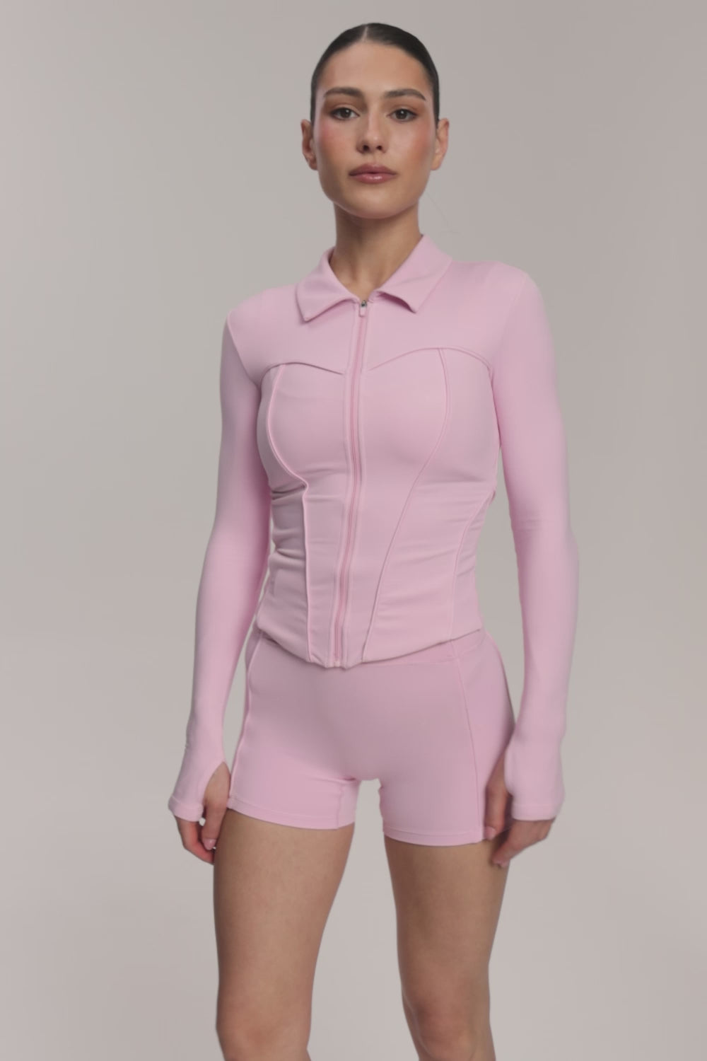 Zip majica pilates era pink